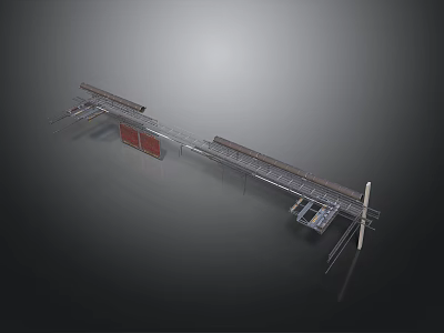 Industrial Metal Equipment Track Structure With Support Brackets And Panels 3d model