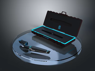 Professional Tool Case Open Design With Blue Light Accent And Pen Shaped Tools 3d model