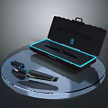 Professional Tool Case Open Design With Blue Light Accent And Pen Shaped Tools 3d model