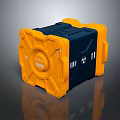 Yellow And Dark Blue Container With Reinforced Corners And Structural Design 3d model
