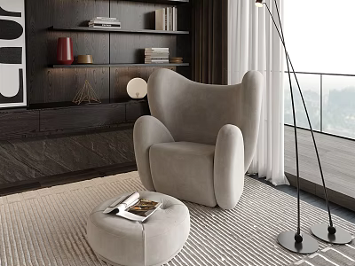 Modern Single Sofa Chair Floor Lamp 3d model