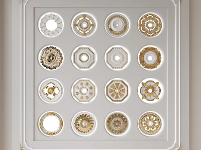 Gold And White Decorative Components With Various Intricate Patterns For Decoration 3d model