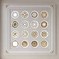 Gold And White Decorative Components With Various Intricate Patterns For Decoration