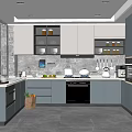 Modern Open Kitchen Interior Design With Gray Cabinets Island Counter And Appliances