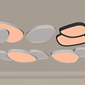 Modern Multiple Ceiling Lights with Stylish Irregular Shapes Illuminated in Interior Design 3d model