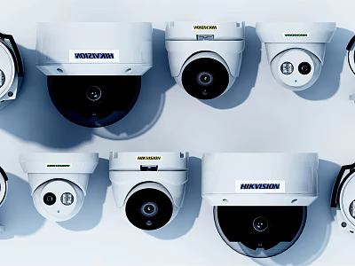 Projection Surveillance Hikvision Various Camera Models With Dome Design And Lens Features 3d model