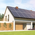 modern house solar photovoltaic panel 3d model