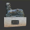 Game Movie Character Bronze Mythical Beast Statue Reclining on Stone Pedestal with CHENXIANGJUN 2024 Nameplate