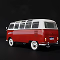 Classic Red And White Vintage Volkswagen Van With Retro Design Features