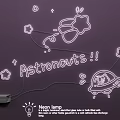 Neon Lamp Combination With Astronaut UFO Stars And Purple Background Decor