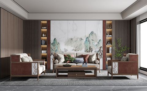 New Chinese Living Room 3d model