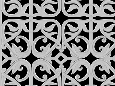 Intricate White Carved Decorative Panel With Ornate Scroll And Floral Patterns 3d model