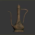 Traditional Copper Teapot with Engraved Patterns Long Spout and Curved Handle Design