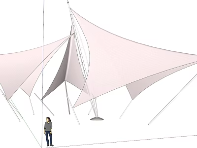 Tensile Membrane Architectural Structure With Steel Supports And Modern Design 3d model