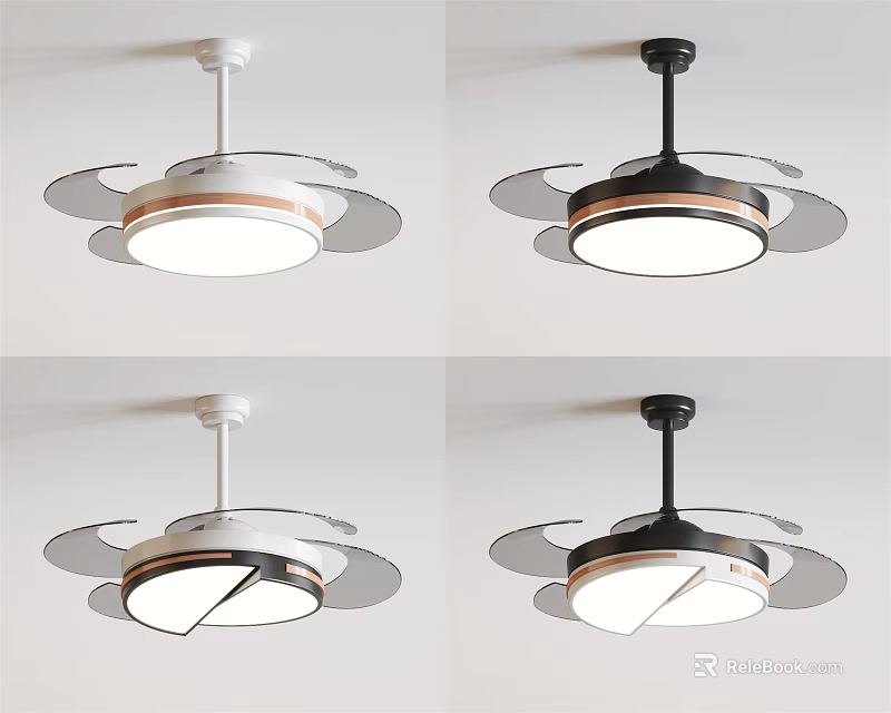 Modern Ceiling Air Conditioner Fans With White Black Designs And Light Features 3d model 
