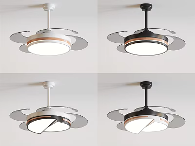 Modern Ceiling Air Conditioner Fans With White Black Designs And Light Features 3d model