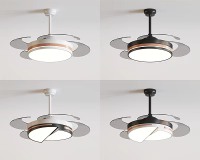 Modern Ceiling Air Conditioner Fans With White Black Designs And Light Features 3d model