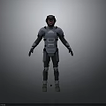 Futuristic Armored Sci Fi Figure In Blue Gray Tech Suit Standing Pose 3d model