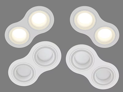 Sleek White Double Head Downlights And Spotlights For Modern Interior Lighting 3d model