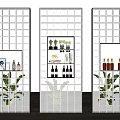 Modern Glass Grid Room Dividers With Indoor Plants And Decorative Items