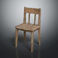 Rustic Vintage Wooden Lounge Chair With Slatted Backrest And Distressed Wood Finish