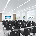 Modern Conference Room Interior Design With Long Table Gray Chairs And Large Screen 3d model