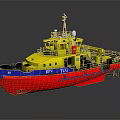 RIV TUG Tugboat Featuring Yellow Upper Blue Middle And Red Lower Sections 3d model