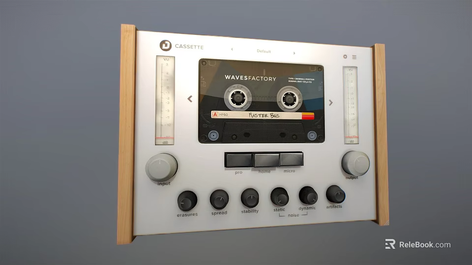Retro Cassette Audio Player With Wooden Frame And Silver Panel Knobs 3d model 