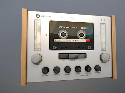 Retro Cassette Audio Player With Wooden Frame And Silver Panel Knobs 3d model