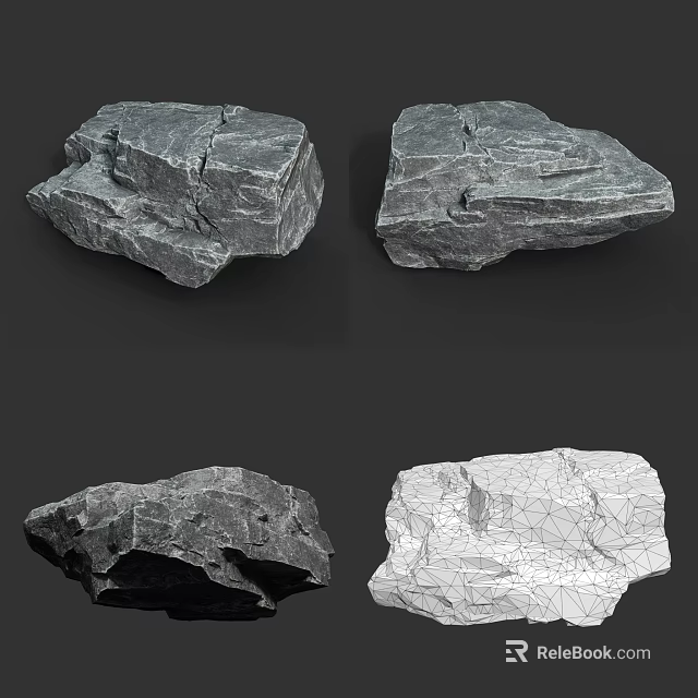 Natural Stone Specimens with Various Shapes Textures and Color Variations 3d model