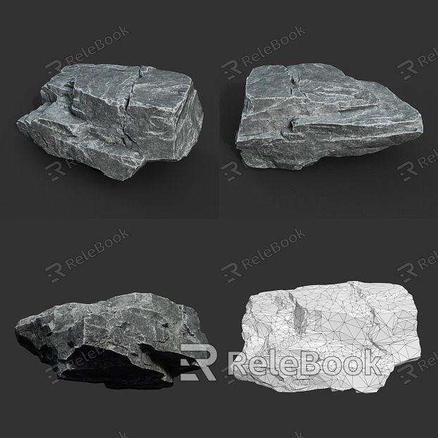 Rock Block Stone Stone Granite Obsidian Natural Landscape model