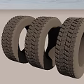 Three Black Tires Featuring Deep Tread Pattern And Sturdy Sidewalls For Vehicles 3d model