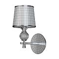 Modern Pair of Wall Sconces with Fabric Lampshades and Crystal Accents