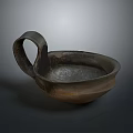 Artistic Handcrafted Ceramic Sculpture Carving Bowl With Handle And Textured Surface