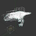 3D Model of Mechanical Skeleton Reptile Lizard With Blue Head Gray Body and Red Claws