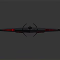 Futuristic Dark Spaceship Model With Red Accents Sleek Design And Structural Elements 3d model