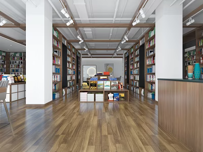 Book Art Library Interior With Wooden Floors Tall Bookshelves And Central 3d model