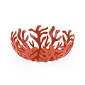 Black Ceramic Bowl With Intricate Coral Inspired Design For Home Decor