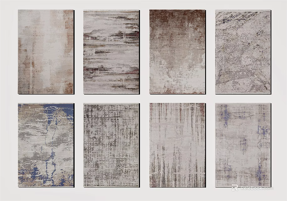 Modern Square Rugs With Abstract Textures And Neutral Tones For Interior Decor 3d model