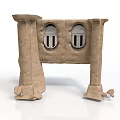 Classical Ancient Stone Architecture With Two Arched Windows And Pillar Supports