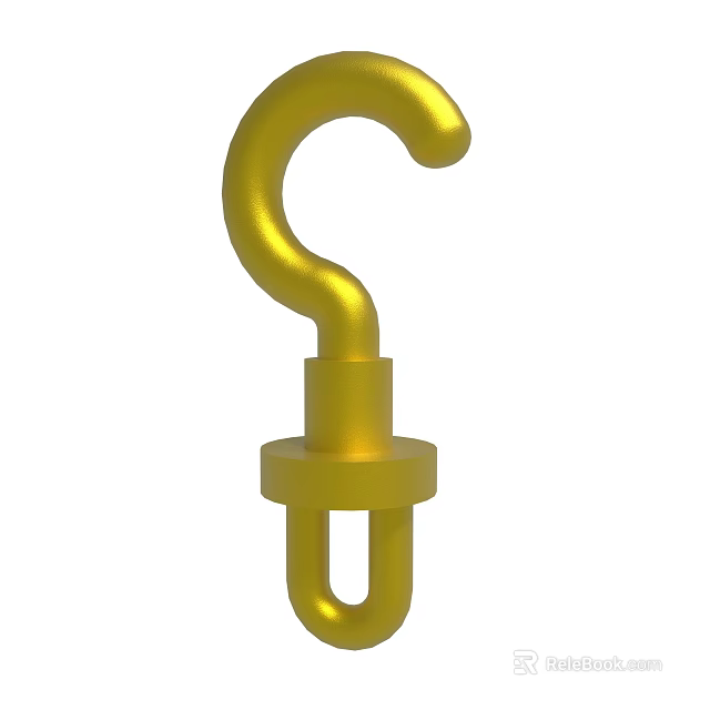 Golden Curved Metal Hook With Solid Base For Hanging Tools 3d model 