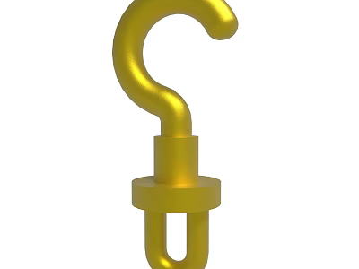 Golden Curved Metal Hook With Solid Base For Hanging Tools 3d model