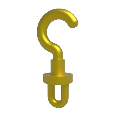 Golden Curved Metal Hook With Solid Base For Hanging Tools 3d model