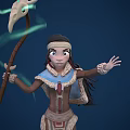 Mystical Tribal Character With Antlered Staff And Green Spirit Smoke Casting Spell