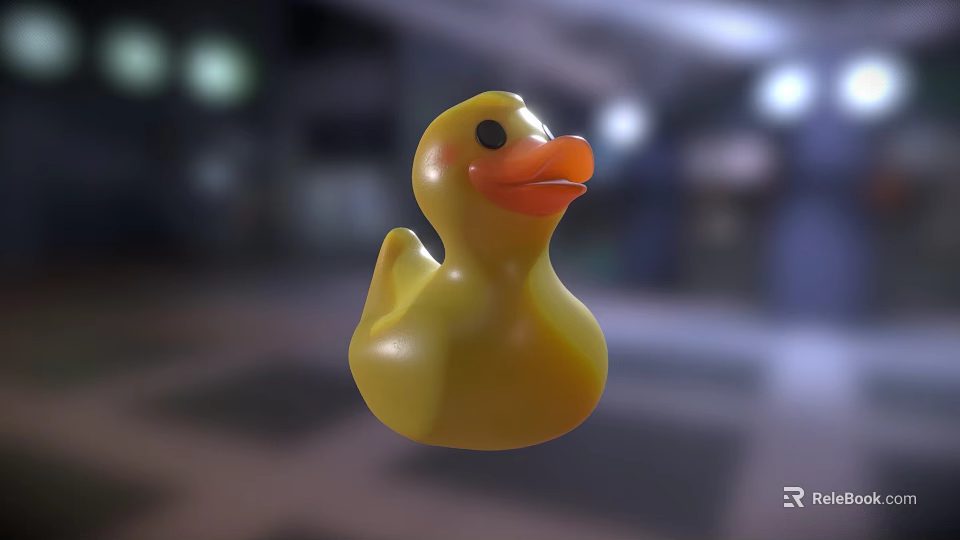 Yellow Rubber Duck Toy With Shiny Surface Black Eyes And Smooth Texture 3d model 