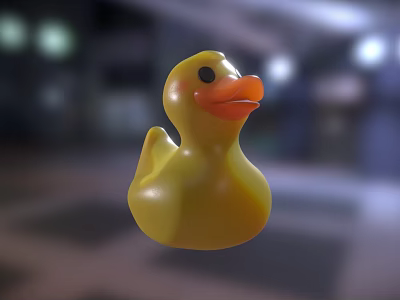 Yellow Rubber Duck Toy With Shiny Surface Black Eyes And Smooth Texture 3d model