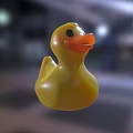 Yellow Rubber Duck Toy With Shiny Surface Black Eyes And Smooth Texture