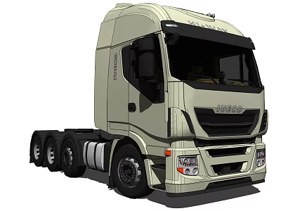 IVECO Heavy Duty Truck With Modern Beige Cab Design And Multiple Wheels 3d model