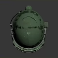 Green Military Weapon Helmet With Worn Surface And Protective Face Shield 3d model