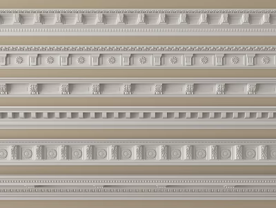 Gypsum Cornice Decorative Styles With Various Ornamental Patterns For Interior Decoration 3d model